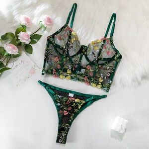 Floral Embroidered Lingerie Set